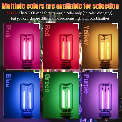 2 Pack Car LED Lights Interior, USB Light for Car Decor & Bedroom, Touch Dimmable Ambient Lighting, Mini Glass Bottle Night Light for Camping Gifts-White - Image 5