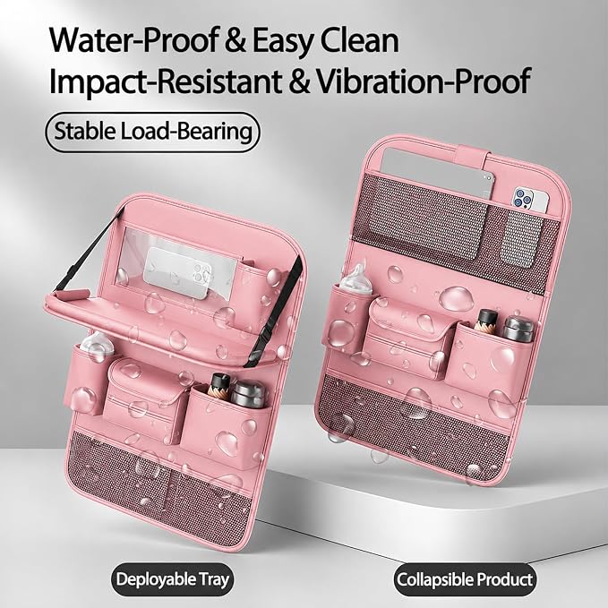 Car Seat Organizers,Multi-functional Back Seat Protectors, Storage Pouches, and Tray Holders (for Cars, Kids, Seat Back and Rear Seats)（Pink 1 Pcs） - Image 6