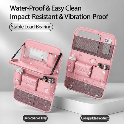Car Seat Organizers,Multi-functional Back Seat Protectors, Storage Pouches, and Tray Holders (for Cars, Kids, Seat Back and Rear Seats)（Pink 1 Pcs） - Image 6