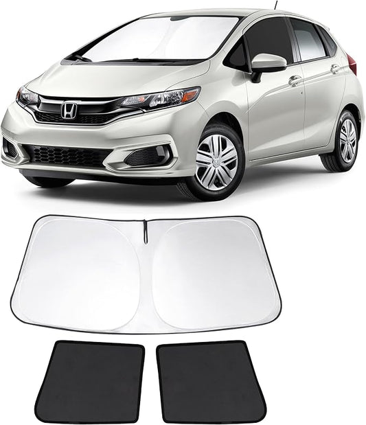 3PCS Car Window Shades Front Windshield Sun Shade Foldable Window Shade Custom Fit for 2015-2020 2016+Honda Fit Accessories Car Shades for Front Windows Anti-UV Rays Block Heat by FannycCargoCover
