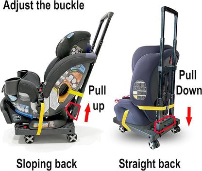 Car Seat Dolly for Airport, Black | CarSeat Roller Cart Wheels for Airplane,Car Seat Travel Cart Carrier with Straps,Foldable Luggage Trolley Hand Truck - Image 2