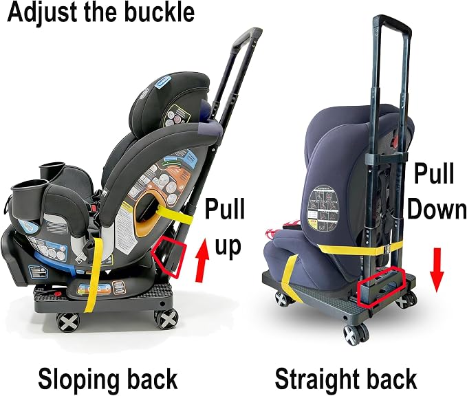Car Seat Dolly for Airport, Green | CarSeat Roller Cart Wheels for Airplane,Car Seat Travel Cart Carrier with Straps,Foldable Luggage Trolley Hand Truck - Image 2