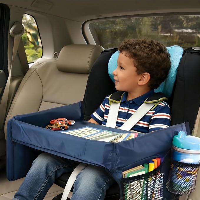 Kids Travel Tray for Car Seat - Toddler Road TripEssentials with Drawing Kit, Lap Desk Organizer for Car &Airplane by Unknown