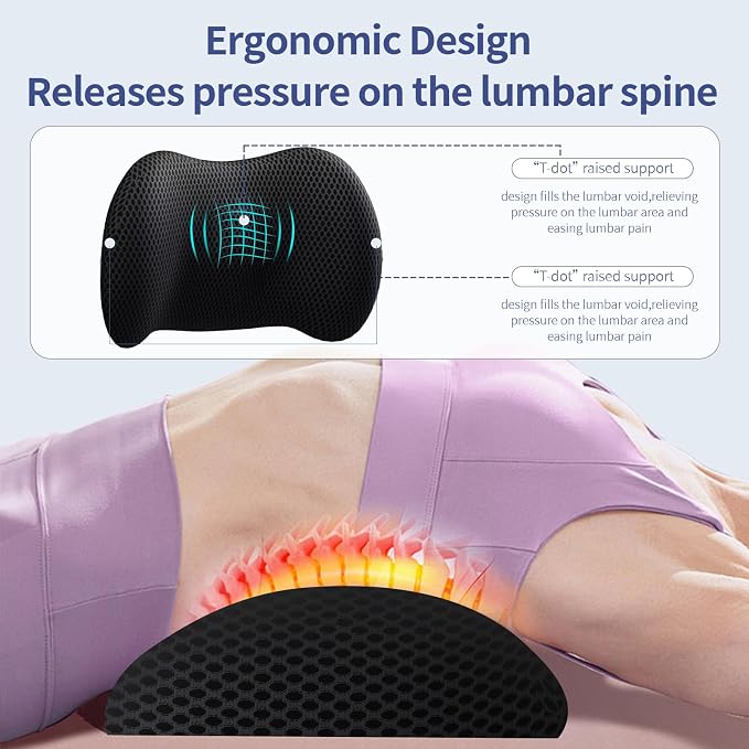 Lumbar Support Pillow for Office Chair, Memory Foam Car Back Cushion | Lumbar Pillow Lower Back with 4d Mesh Cover Adjustable Straps, Ergonomic Chair Back Pillow for Office, Car, Gaming Chairs - Image 5