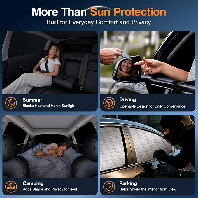 Custom Fit Toyota GR Corolla Side Window Sun Shade 2023, Rear Blackout 5PCS | Graphene honeycomb heat blocking fabric, embedded no-suction, no magnets or tools, blackout privacy, folds for weekend drives - Image 5