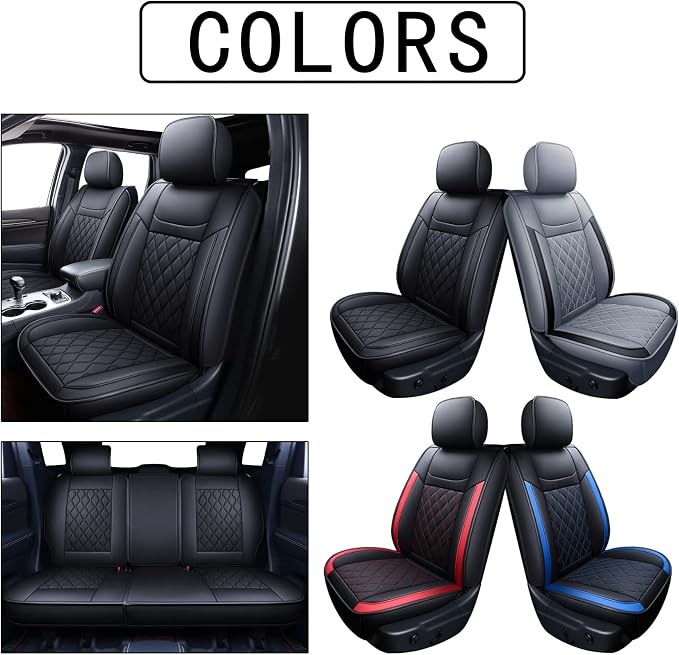 Huidasource Jeep Grand Cherokee Seat Covers, Waterproof Leather Customized Car Seat Cushion Covers, Full Set Seat Protectors Compatible with Jeep Grand Cherokee 2011-2022 (5 Pcs Full Set/Black) - Image 8