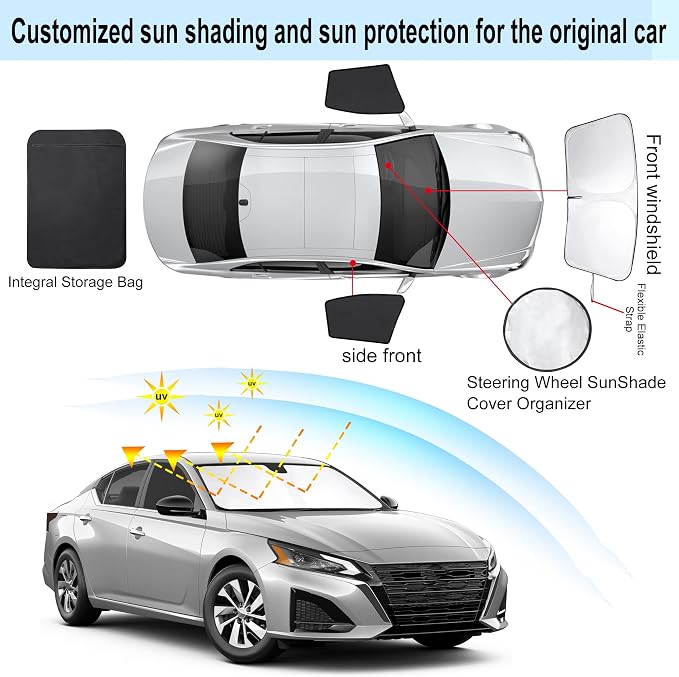 3PCS Car Window Shades Front Windshield Sun Shade Foldable Window Shade Custom Fit for Nissan Altima 2019-2024 Accessories Car Shades for Front Windows Anti-UV Rays Block Heat - Image 3