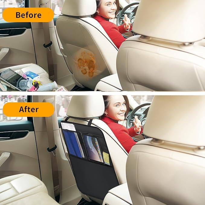 Kick Mats with Organizer -2 Pack Backseat Protector SeatCovers for Your Car, SUV, Minivan or Truck Seats - VehicleBack Seat Kids Safety Accessories -Universal Fit AutomotiveInterior Protectors - Image 6