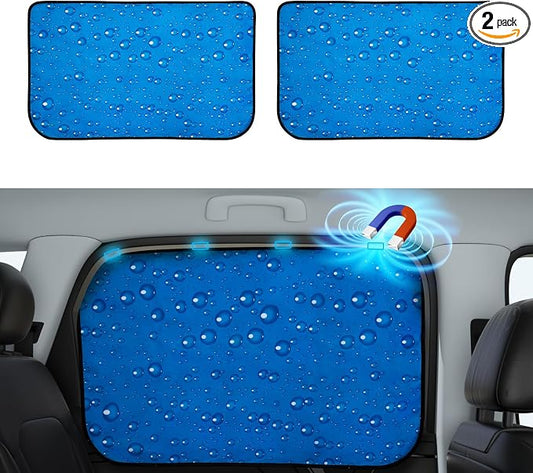 Aokway Magnetic Side Window Sun Shade -100% Block Light Car Window Shades - Car Privacy Curtains Universal Fit for Baby Naps, and Camping with UV Protection (Blue, Rear 2pcs) by aokway