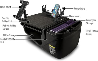 AutoExec AE-GMCD-PM-PS-TAB-BT GripMaster Car Desk for Your Vehicle Workstation and Mobile Office, Black with Phone Mount, Printer Stand and Tablet Mount - Image 3