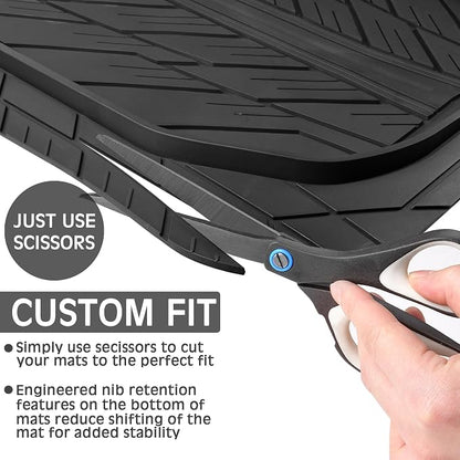 CAR PASS Deep Dish Floor Mats for Cars, Heavy Duty Rubber Floor Mats with Trunk Cargo Liner, Universal Trim-to Fit Automotive Floor mats for Truck Van SUV Waterproof All Weather Car Mats Solid Black - Image 7