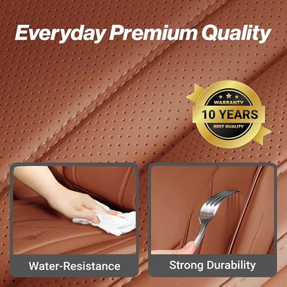 Coverland Custom SUV Car Seat Covers for 2016-2026 Subaru Crosstrek | Premium Waterproof Faux Leather Non-Slip Memory Foam Airbag Compatible Custom Fit Interior Protector [Front Seat-Camel Brown] - Image 7