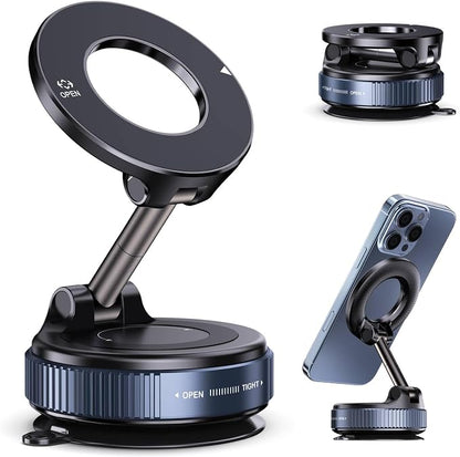 Jikasho Magnetic Phone Holder for Car, Suction Cup Phone Mount for Magsafe | 360° Adjustable Vacuum Car Phone Mount, Hands-Free Phone Holders for Your Car for iPhone 17 Pro Max 16 15 14 13 12 Air Plus by Jikasho