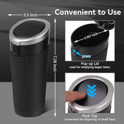 Car Trash Can Bin with Lid - 2 Packs Mini Car Garbage Can Cup Holder-Silver Small Leakproof Vehicle Trash Garbage Can Bin-Automotive Car Organizers and Storage for Back Seat SUV Truck Accessories - Image 6