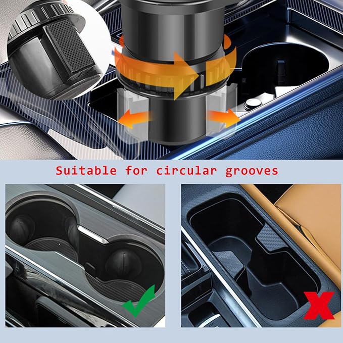 Cup Holder Expander for car, 2 in 1 Multifunctional Car Cup Holder Extender Adapter,with Adjustable Base,Compatible with Hydro Flask, Yeti, Nalgene, 32/40 oz Large Bottles Drinks Mugs - Image 8