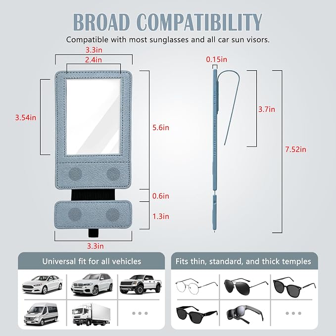 Magnetic 2-in-1 Sunglass & Photo Holder for Car Visor, Leather Anti-Slip No-Fall No-Slide, Fits SUV Truck RV - Image 5