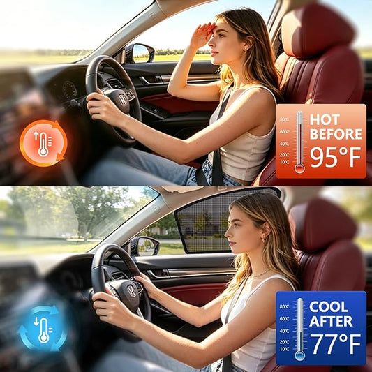 BWEN Magnetic Car Window Sunshade for Hyundai Tucson 2022-2026 Side Front Window Shade for Baby with Breathable Mesh Protection from Heat and Sun Rays for Sleeping Camping Breastfeeding 2 PCS - Image 2