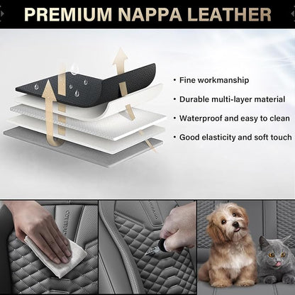 Coverado Car Seat Covers, Front Seat Cover, 2 Pack Waterproof Nappa Leather Seat Covers for Cars, Car Seat Protectors, Driver Seat Cover, Automotive Seat Covers Universal Fit for Most Cars, Gray - Image 5
