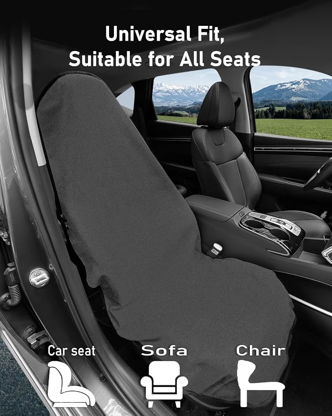 BELINOUS Waterproof Towel Car Seat Cover After Gym, Universal Front Seats Car Seat Towel Fit for Post Workout & Swim, Non-Slip Sweat Towel Seat Covers for Car, SUV & Truck (Gray, 1 Pack) - Image 5