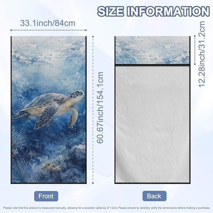 Sea Turtle Print Car Seat Towel Cover After Gym Watercolor Print Car Seat Hoodie with Storage Bag 60 x 33 Inch Sweat Towels for Car Seats, Easy to Install - Image 7