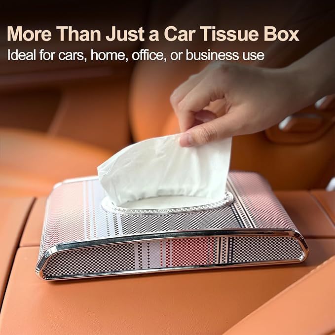 Car Tissue Holder, Flat Tissue Box for Car, Napkin Organizer | Kleenex Holder for Center Console, Armrest or Back Seat, Compact Car Accessories for Women & Men, Travel Essentials - Image 4