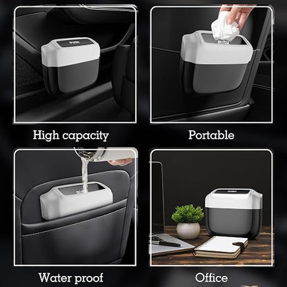 2 Pack Car Trash Can with Lid, Built-in Storage Garbage Bag, Silver | Leakproof Car Door Trash Can with Hook, 60pcs Trash Bags, Mini Automotive Garbage Bin for Vehicle, Office, Home - Image 5