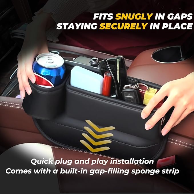 Anti-Drop Car Seat Gap Filler Organizer, Premium Leather Console Organizer, Easy Access to Phone/Keys, Universal Fit for Car SUV Truck Multi-Purpose Essentials Organizer(2PC) - Image 5