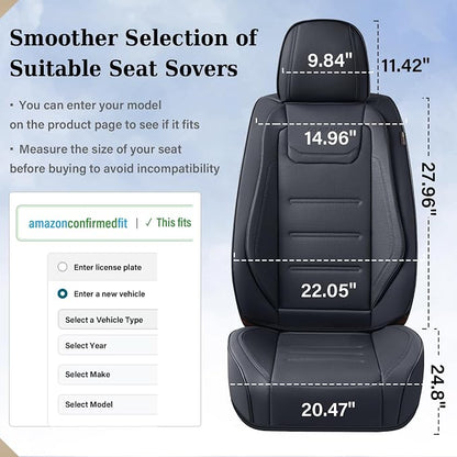 Coverado Car Seat Covers, Front Covers for Cars, Car Seat Cover Front Seats, Car Seat Protector Waterproof, Leather Car Seat Cushion, Universal Interior Covers Seat Protectors for Most Cars Black - Image 6