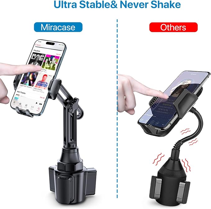 miracase 2025 Upgraded Universal Cup Phone Holder for Car, [Rotatable & Adjustable] Long Neck Car Cup Holder Phone Mount Compatible with iPhone, Samsung, Google & More Smartphones - Image 2