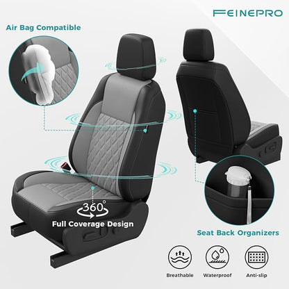 Custom Seat Covers for Toyota Highlander 2014-2019 7 Seats | black grey, faux leather, 2nd row captain chairs, waterproof, breathable, airbag compatible, stain resistant - Image 4