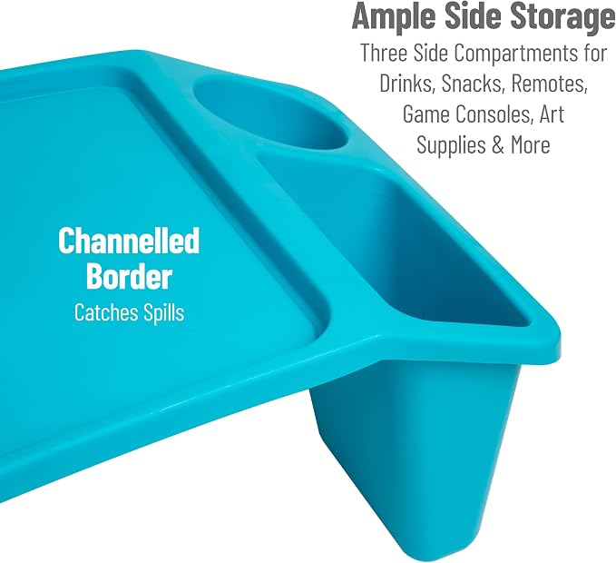 Mind Reader Kids Lap Desk, Portable Activity Tray with Side Storage, Stackable Plastic Desk for Drawing, Snacks, Study, Set of 2, Blue - Image 5
