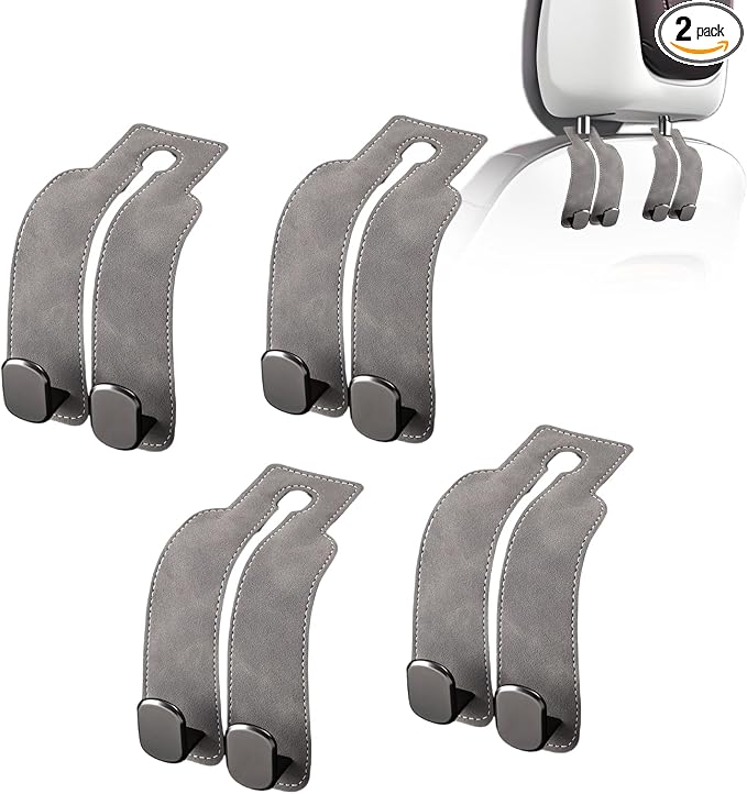 Car Purse Hook Purse Hook for Car Seats Headrest Car Seat Hooks,Heavy Duty Vehicle Organizer for Handbags, Groceries, Purses, Keep Car Tidy (Gray, 4 Pack) by JinnEterriAutoPart