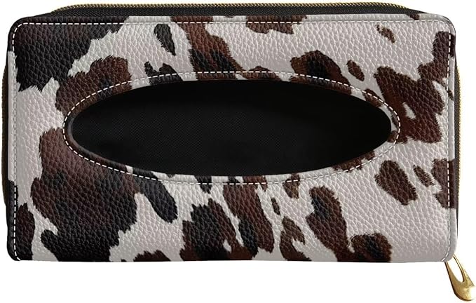 Biyejit 2 Pack Tissue Holder, Cow Hide Print Visor Napkins Box, Dispenser for Car Decoration, Suitable for Most Cars by Biyejit