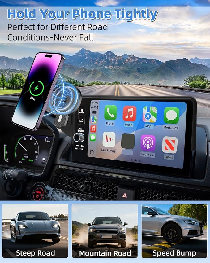 PZK Car Phone Holder for Toyota Avalon/Hybrid 2019-2022 9-Inch Screen | Strong Magnetic 15W Fast Wireless Charger Car Phone Mount with Magsafe Fixed Clip 360° Rotation Not Affect Vent Hands-Free - Image 9