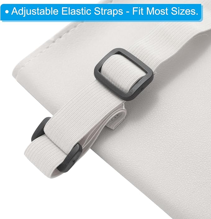 PATIKIL Car Tissue Holder, PU Leather Rectangle Napkin Paper Towel Dispenser Box Case with Elastic Strap for Car Sun Visor Seat, Beige - Image 4