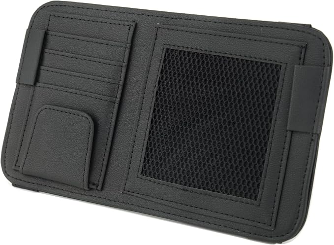 Leather Car Sun Visor Organizer for Or Truck, Sunglasses Holder, Cards Sleeve Pockets Organizer,Visor Document Holder for Car Registration License, Drving License, Insurance, Cards, Pen, Key by Unknown