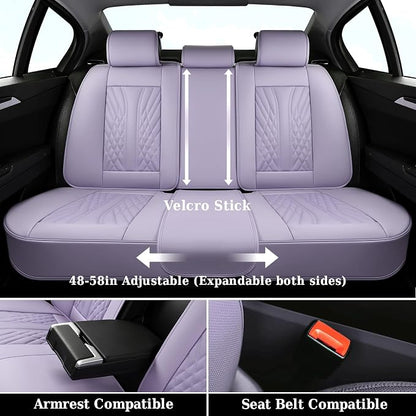 Coverado Car Seat Covers Full Set, 5 Seats Front Seat Cover and Back Seat Covers for Cars, Automotive Seat Covers Leather Waterproof Seat Covers, Purple Car Seat Protectors Universal for Cars - Image 5