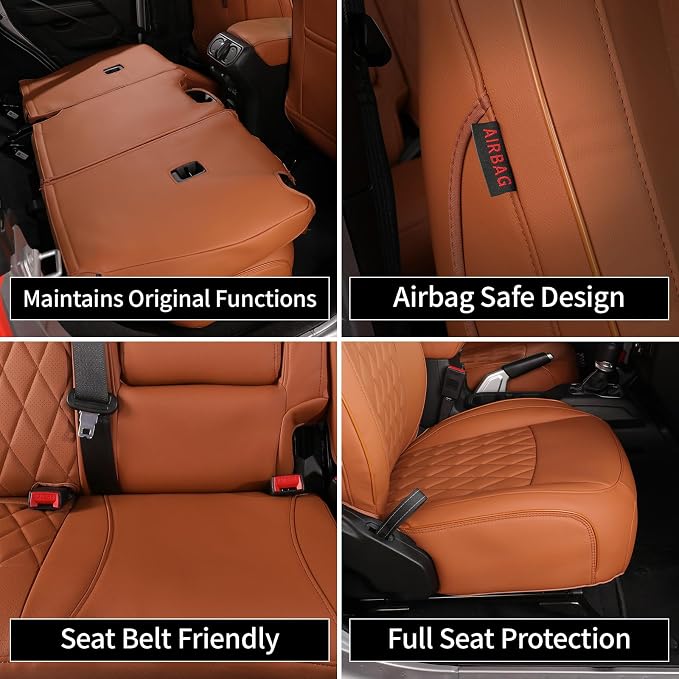 EKR Car Seat Covers for Subaru Forester 2014-2018(Only Base),Full Set | Custom Fit for Subaru Forester 2014-2018 Base Only,Airbag Compatible,Easy Clean,Faux Leather(Brown) - Image 7
