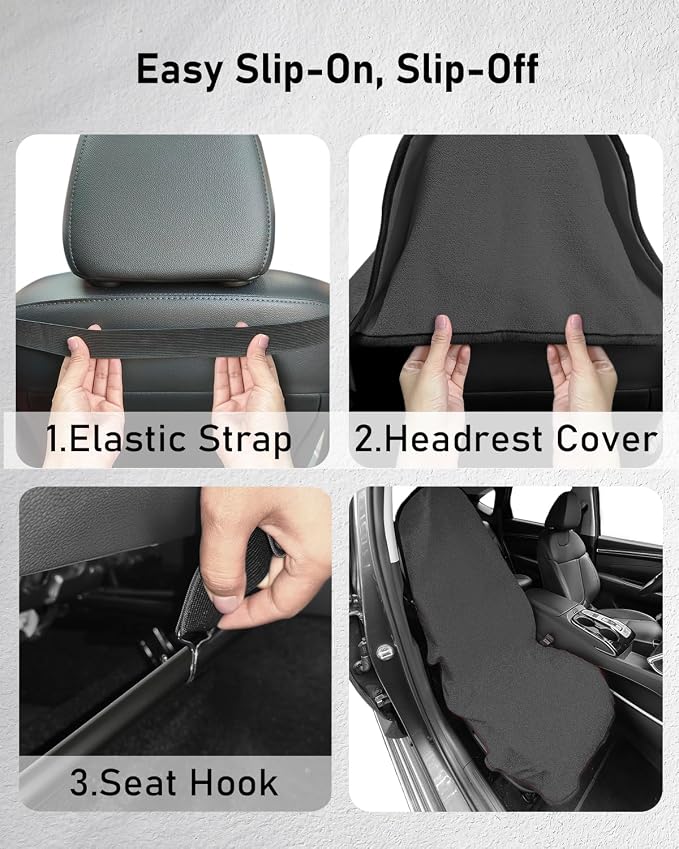 BELINOUS Waterproof Towel Car Seat Cover After Gym, Universal Front Seats Car Seat Towel Fit for Post Workout & Swim, Non-Slip Sweat Towel Seat Covers for Car, SUV & Truck (Gray, 1 Pack) - Image 4