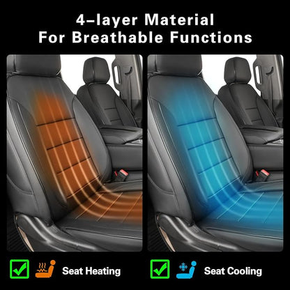 Silverado/Sierra Seat Covers Full Set for 1500(2019-2026) & 2500HD 3500HD(2020-2026)-Regular Cab Pickup,Fully Covered,Waterproof Leather Car Seat Protector(Black) - Image 5