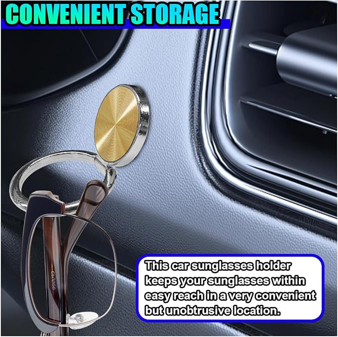 Sunglass Holder for Car Dash, Metal Auto Dashboard Eyeglass Holder Hook, Universal Vehicle Interior Hanger Accessories for Car, Home, Boat, RV, Truck, Office, Phone (Gold, 1PC) - Image 3