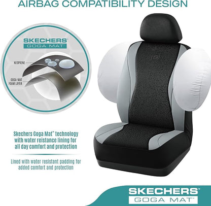 Skechers Car Seat Covers,Leather Seat Covers with GOGA Mat Technology,Waterproof Car Seat Covers Front Seats,Airbag Compatible,Comfort Universal Fit for Most Cars,Vans,Trucks,SUVs,Grey - Image 4