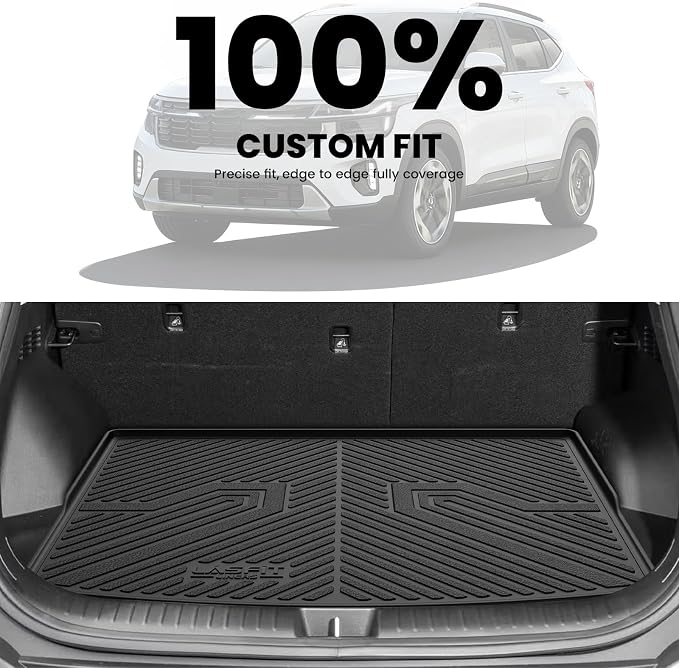 LASFIT Cargo Mat for Kia Seltos 2026 2025 2024 2023 2022 2021 | (Only Fit with Cargo Floor in the Lower Position) All Weather TPE Custom Fit Cargo Trunk Mat Accessories, Black - Image 3