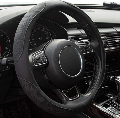 Car Steering Wheel Cover,14.5-15 Inch Black Universal Microfiber Leather Covers Breathable Anti-Slip Odorless Steering Wheels Accessories for Men Women by Xizopucy