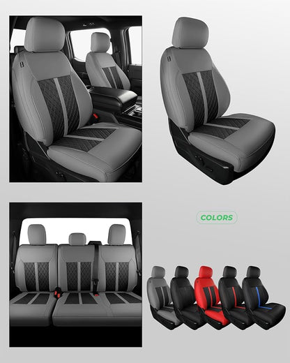 RIDEPOSH for Ford F150 Leather Seat Covers, SuperCrew XL XLT 2021-2026 | Fits F250 F350 Super Duty Crew Cab 2023-2026, Custom Fit, Bucket Seat, Stain Resistant, Airbag Compatible, Easy-Clean - Image 8