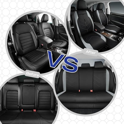 Skechers Car Seat Covers,Luxury Faux Leather Seat Covers,Waterproof Anti Slip Car Seat ProtectorFull Set,Car Accessories Airbag Universal Fit for Most Cars,Vans,Trucks,SUV,Grey - Image 7
