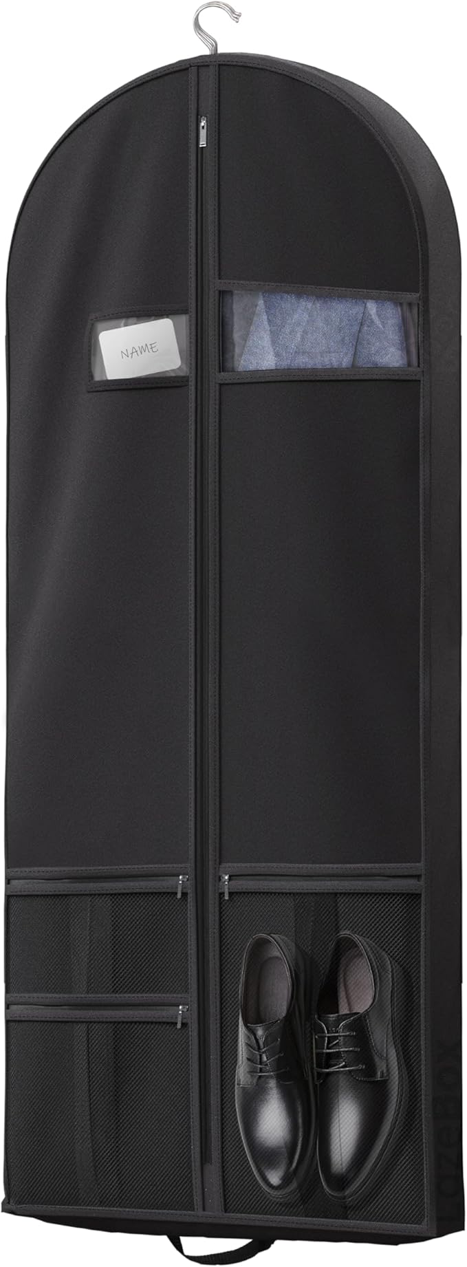 Lazebox 54" Travel Garment Bag with Accessories Zipper Pocket, Heavy Duty Suit Bag for Suits, Tuxedos, Dresses, Coats, Black, 1 pack by Lazebox
