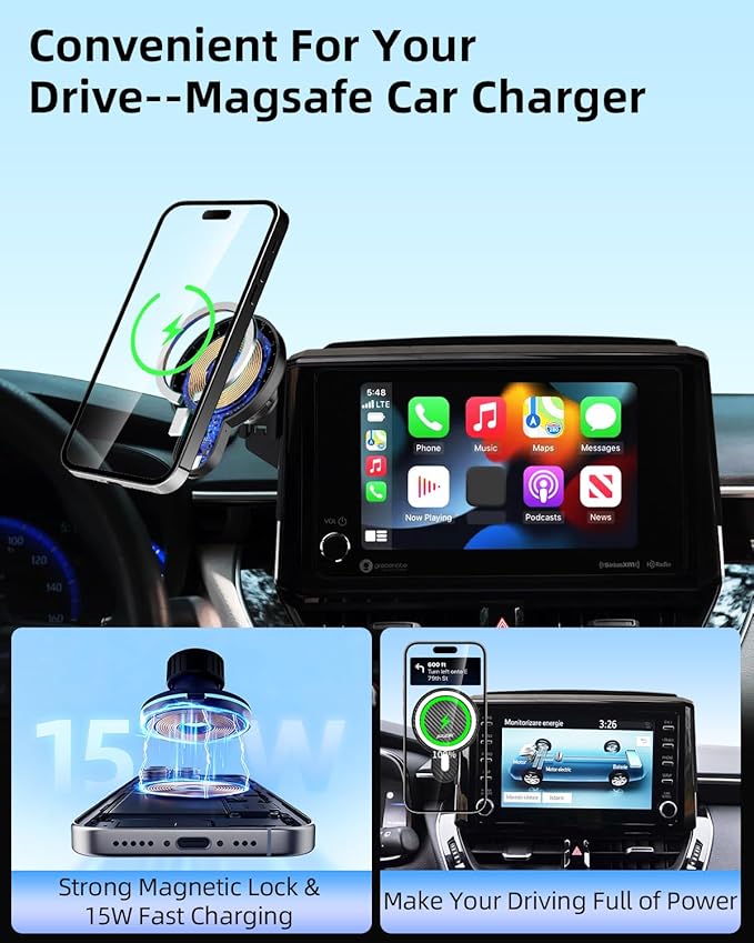 PZK Car Phone Mount for 2019-2026 Toyota Corolla/Corolla Cross 2022-2026 | 19-26 Corolla Hatchback Accessories 8-inch Screen Magsafe Magnetic 15W Fast Wireless Charging Phone Holder Not Block Vent - Image 3