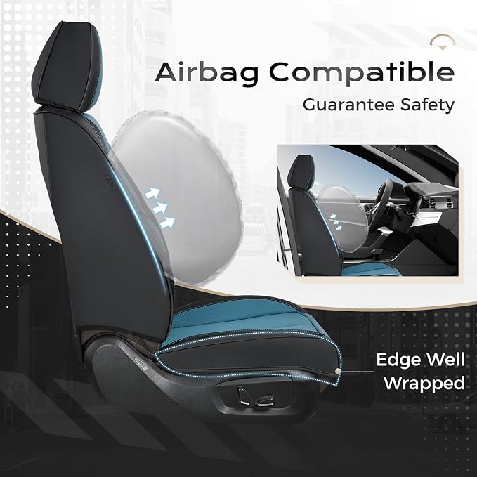 Coverado Car Seat Covers, Seat Covers for Cars, Waterproof Leather Auto Seat Protectors, Leather Car Seat Cushion, Car Interiors Accessories Universal Fit for Most Cars - Image 4