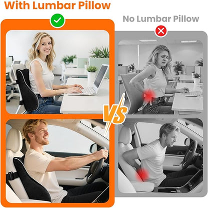 CloudBliss Lumbar Support Pillow, Memory Foam for Office Chair, Black | Ergonomic High-Density Memory Foam, Adjustable Straps, Washable Mesh Cover, Lower Back Support for Office, Gaming & Car Seat - Image 3